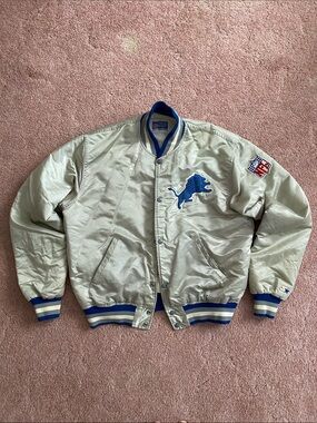 RARE Vintage NFL Starter Detroit Lions Satin Bomber Jacket
